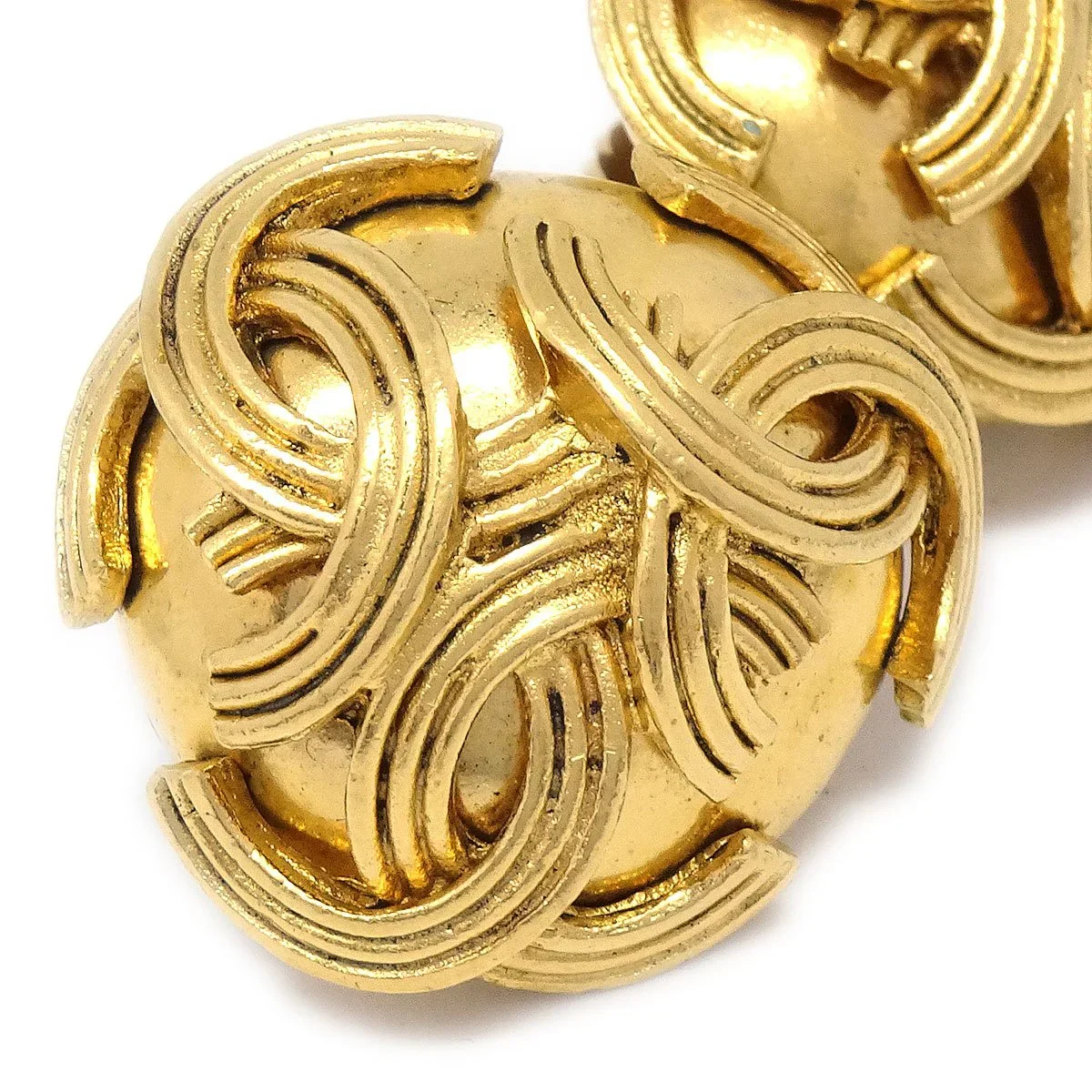 CHANEL 1994 Triple Earrings Gold - Image 2