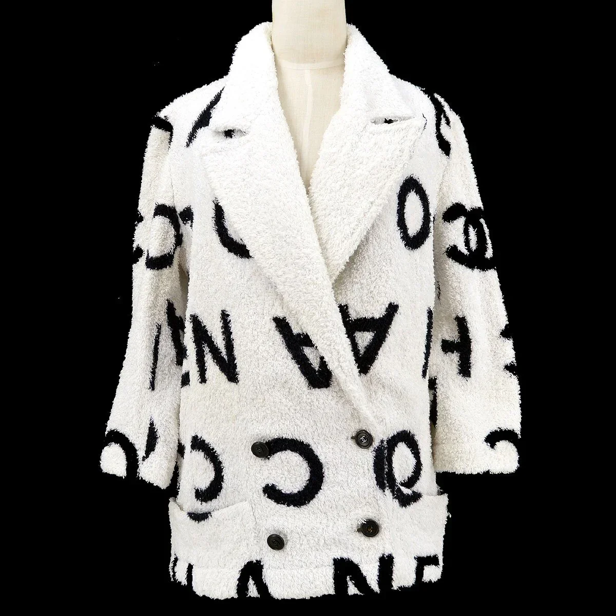 Chanel * Cruise 1993 Terry Cloth Double Breasted Jacket White - Image 3