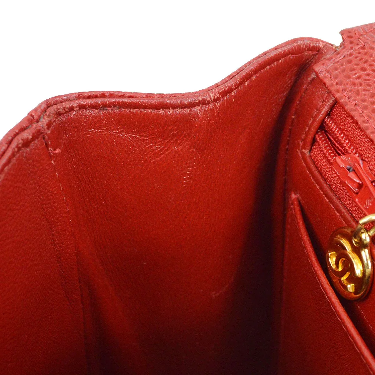 Chanel * 1991-1994 Red Caviar Skin Vertical Classic Flap Jumbo - Image 10