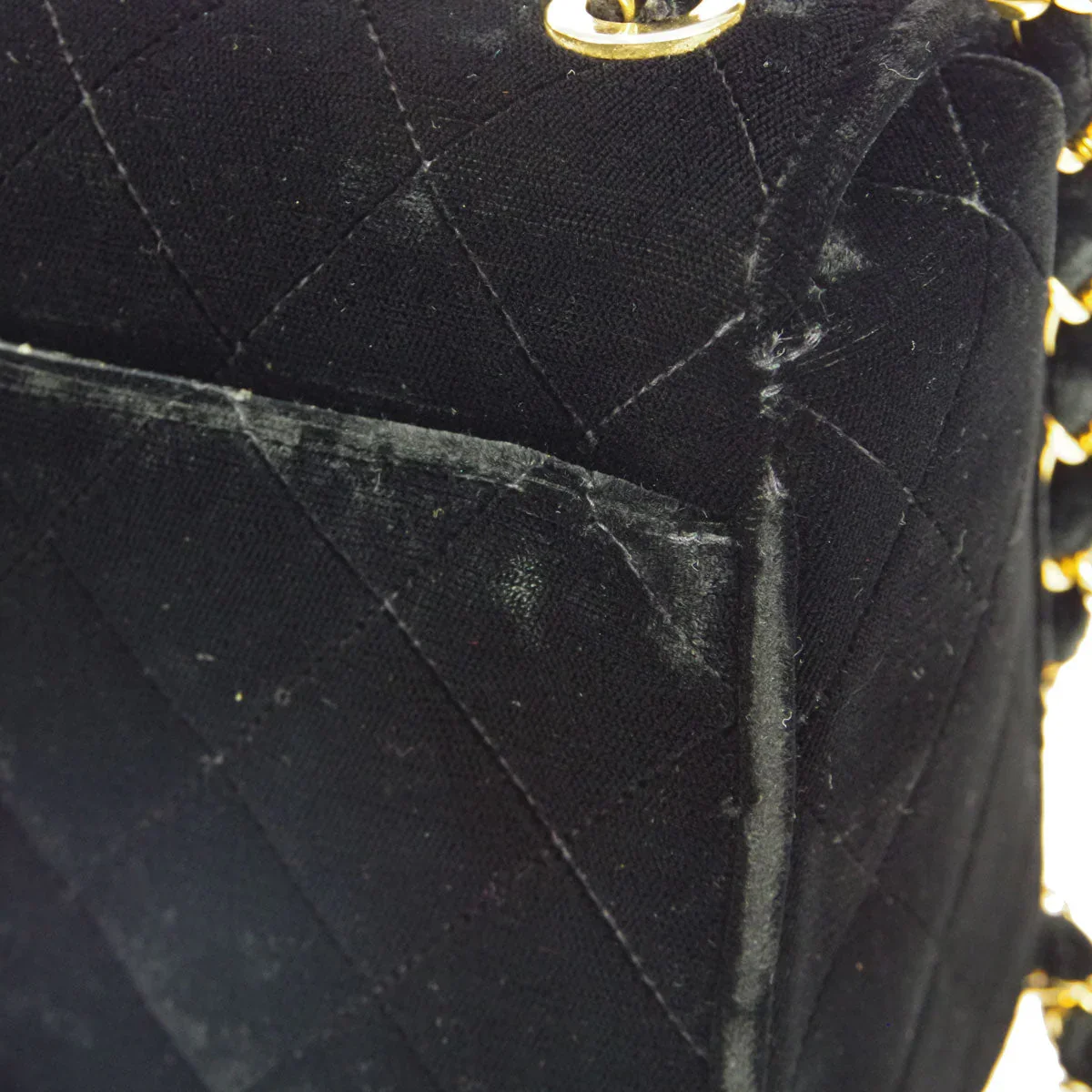 Chanel * 1991-1994 Black Velvet Straight Flap Shoulder Bag - Image 6