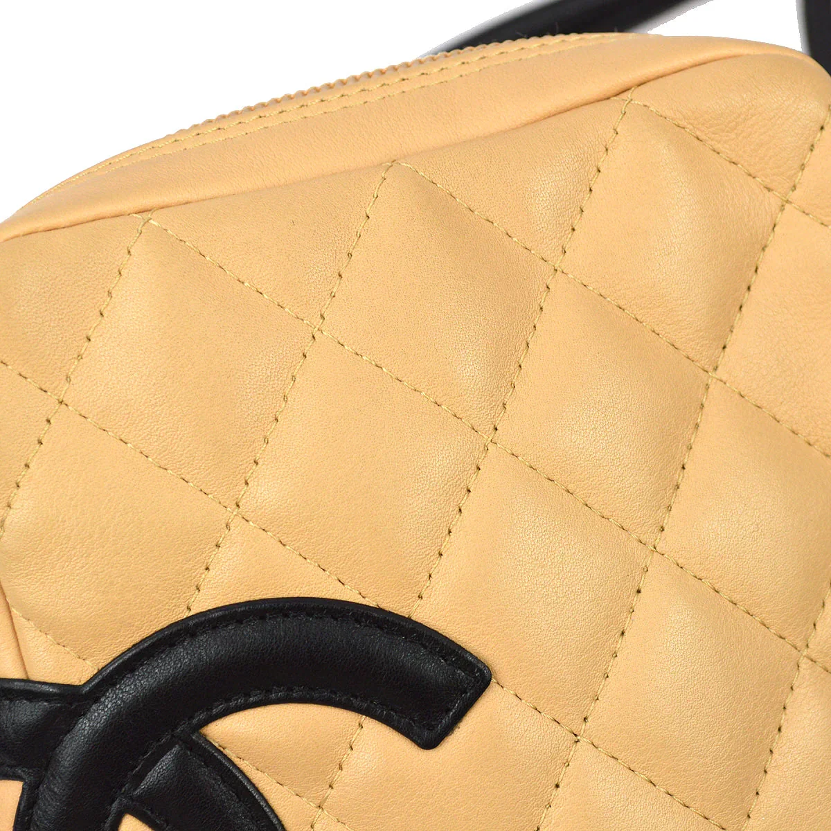 Chanel 2003-2004 Beige Black Calfskin Cambon Ligne Shoulder Bag - Image 2