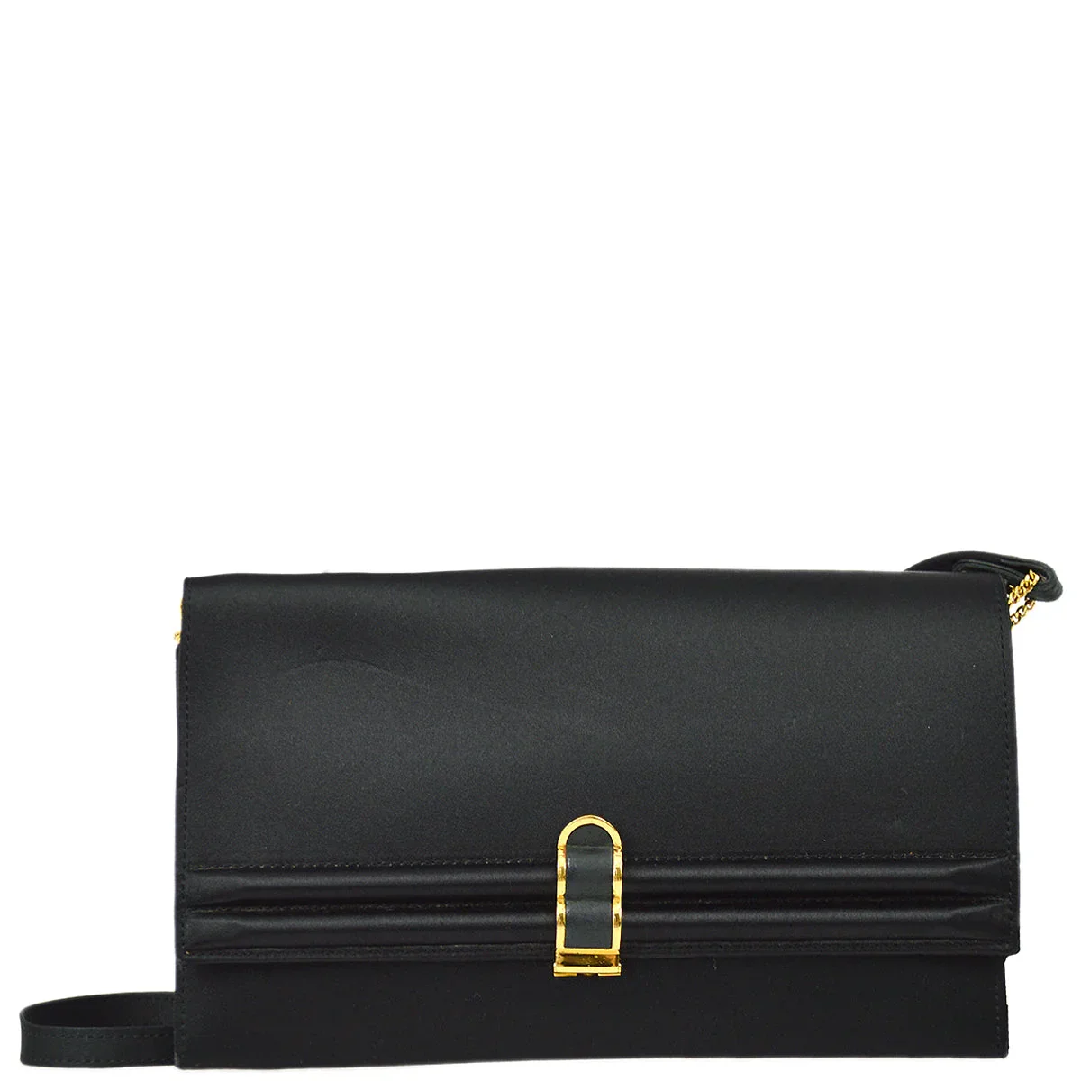 Hermes 1983 Black Satin 2way Clutch Shoulder Bag
