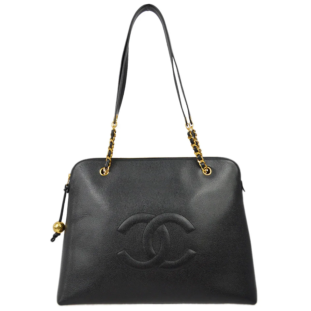 Chanel 1994-1996 Black Caviar Zipper Tote 41