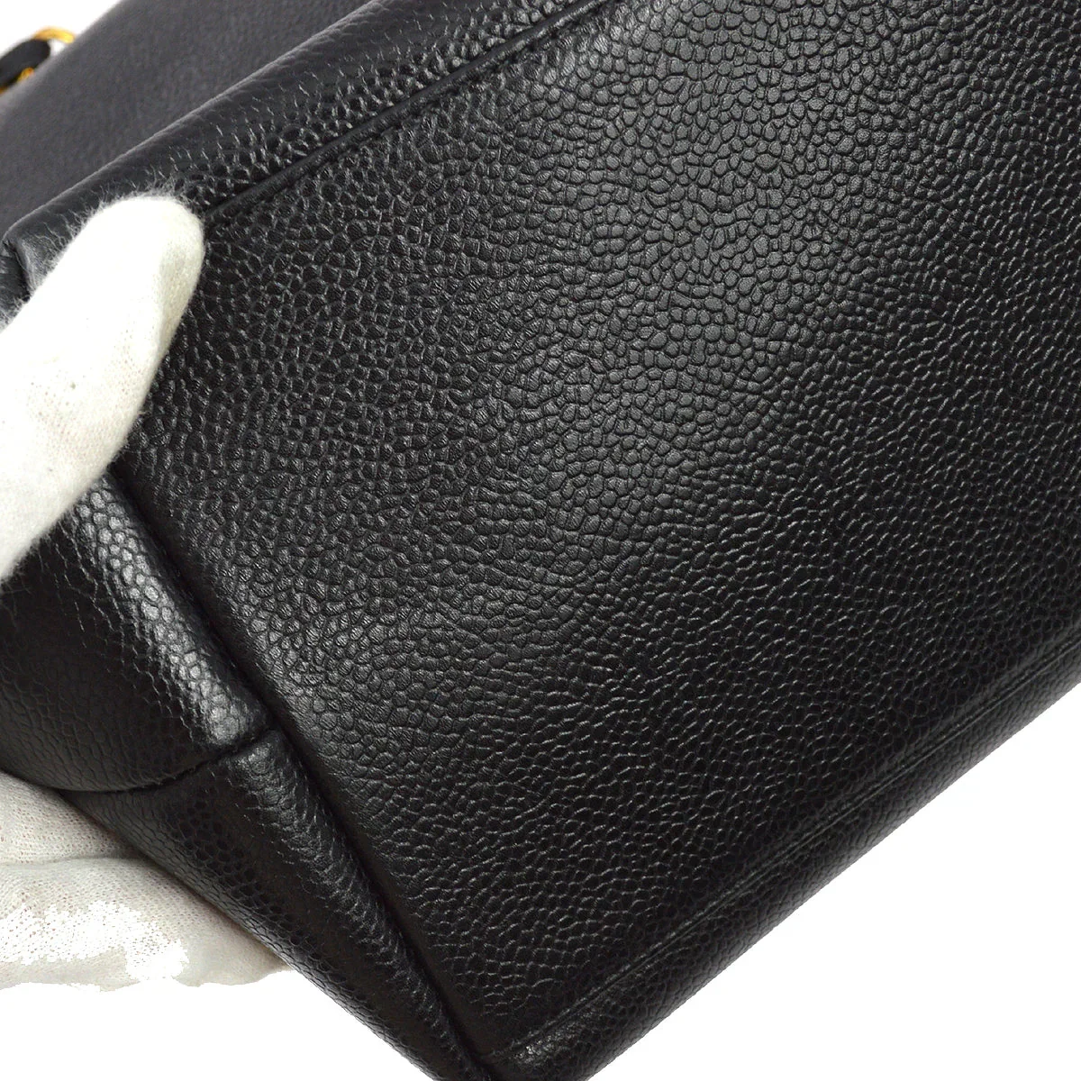 Chanel 1994-1996 Black Caviar Zipper Tote 41 - Image 5