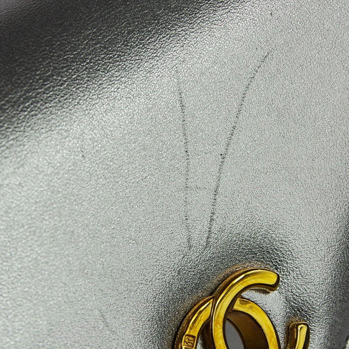 Chanel * 1996-1997 Silver Lambskin Top Handle Bag - Image 5