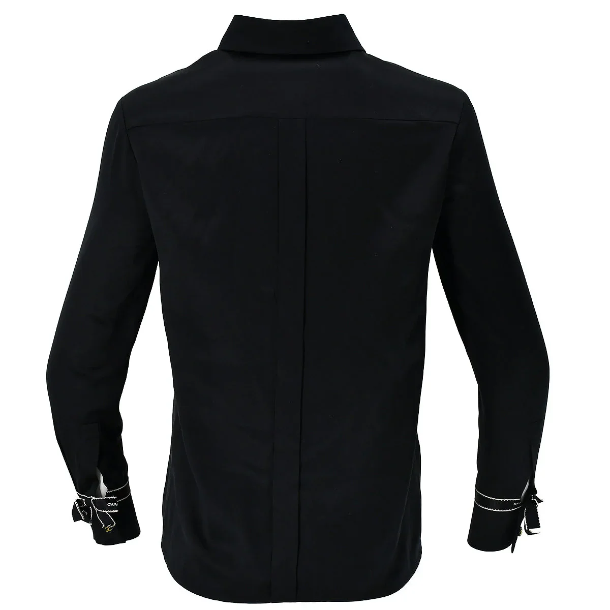 Chanel Ribbon Blouse Shirt Black 94A #36 - Image 2