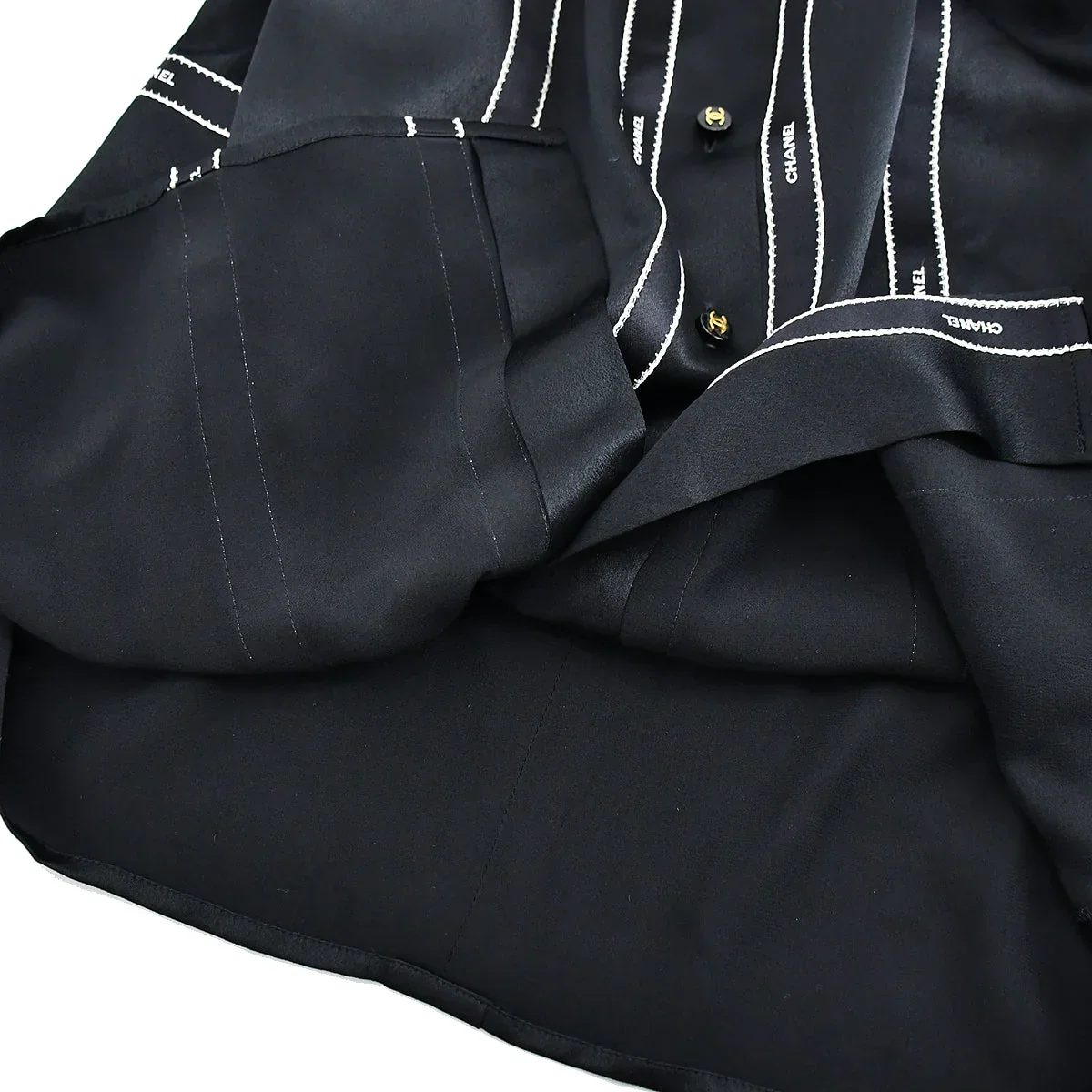 Chanel Ribbon Blouse Shirt Black 94A #36 - Image 7