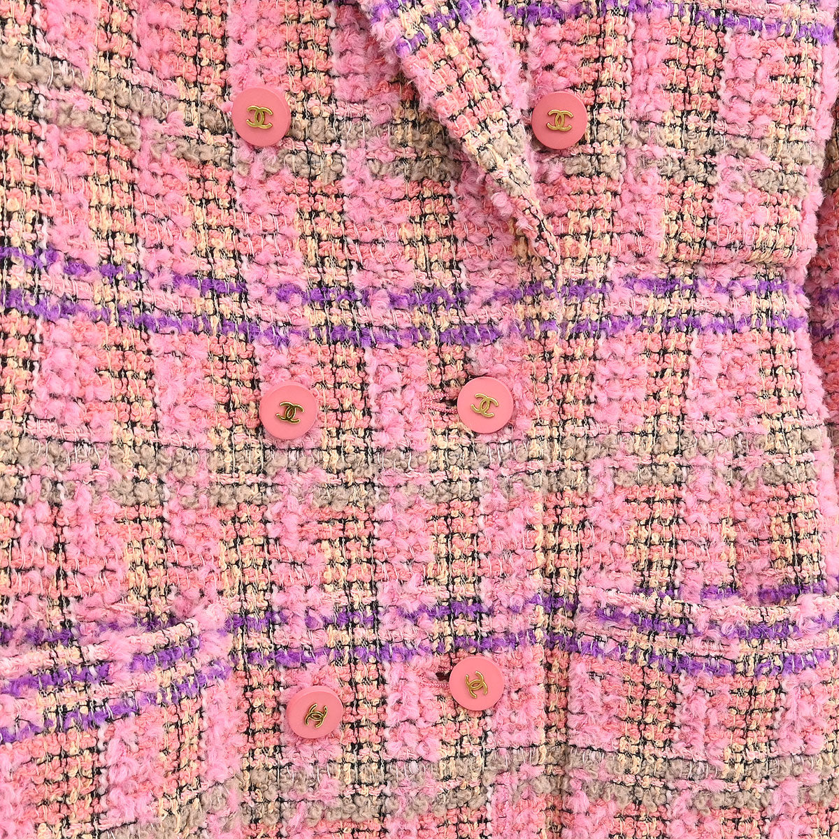 Chanel 1994 Double Breasted Jacket Tweed Pink #36 - Image 3