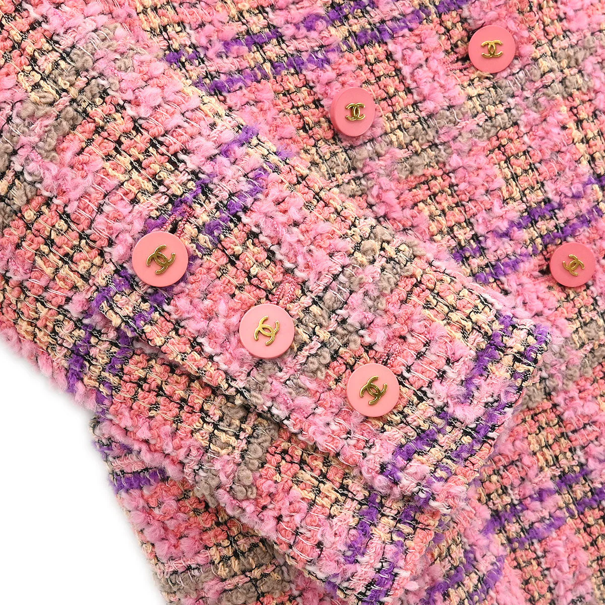 Chanel 1994 Double Breasted Jacket Tweed Pink #36 - Image 5