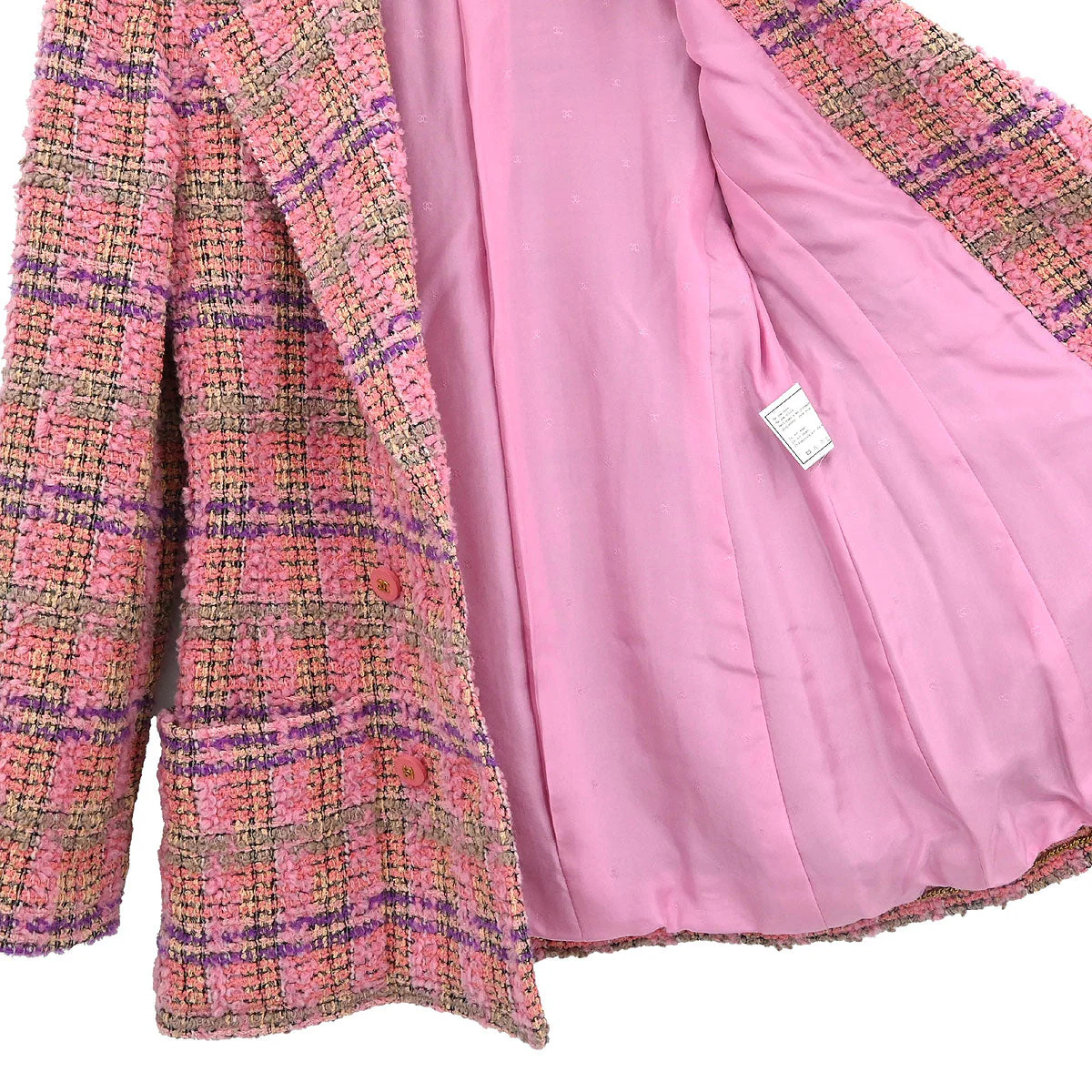 Chanel 1994 Double Breasted Jacket Tweed Pink #36 - Image 6