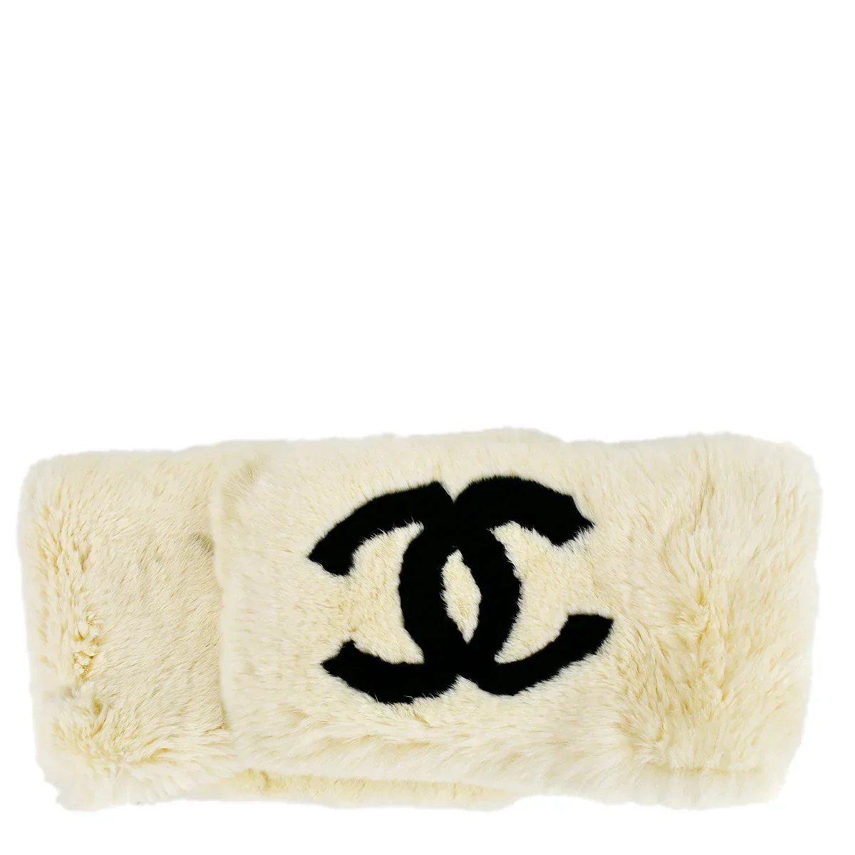 Chanel Fur Shawl Muffler Stole White