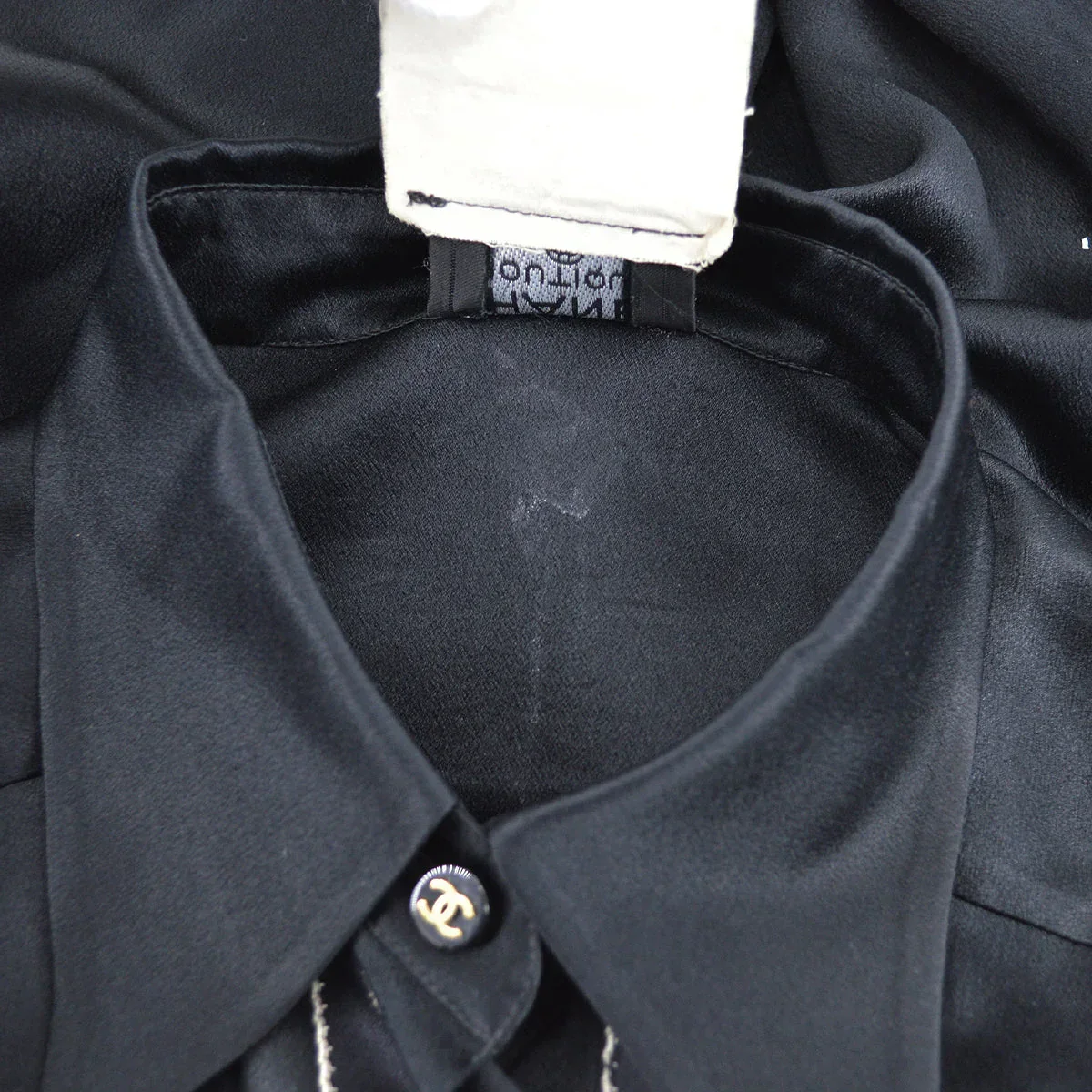 Chanel Ribbon Blouse Shirt Black 94A #36 - Image 7