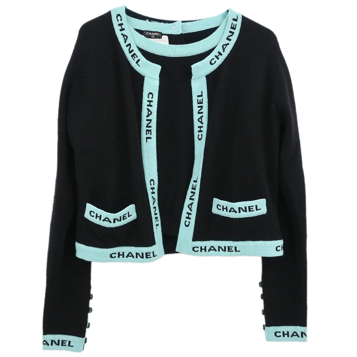 Chanel 1995 Set Cardigan Short Sleeve Top Black #42