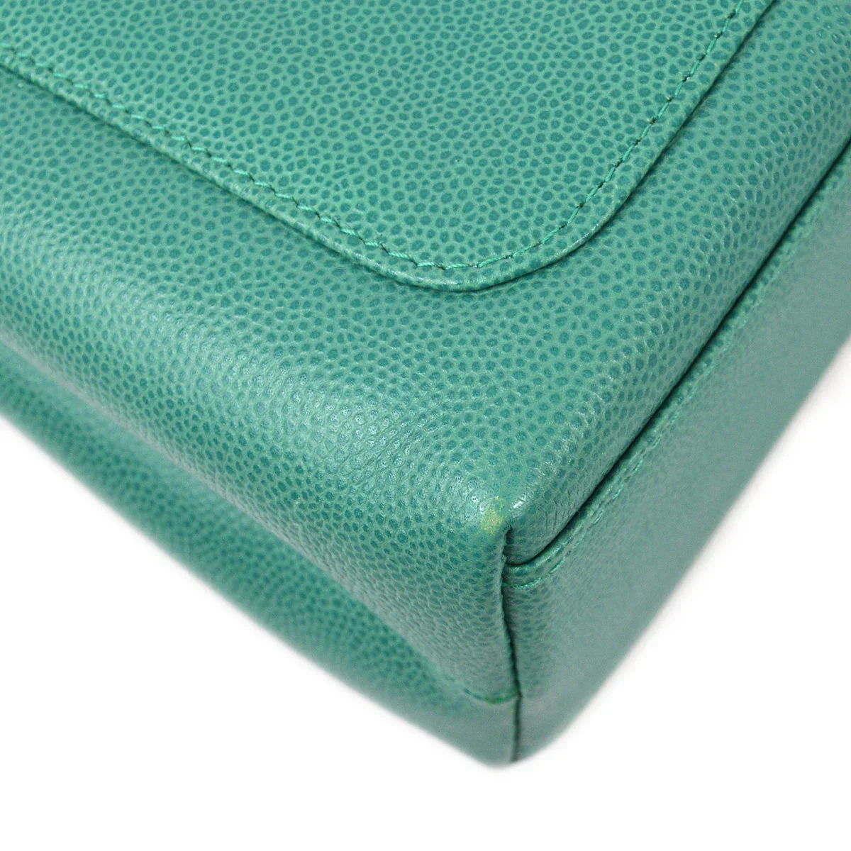 Chanel 1997-1999 Green Caviar Small Shopping Handbag - Image 6