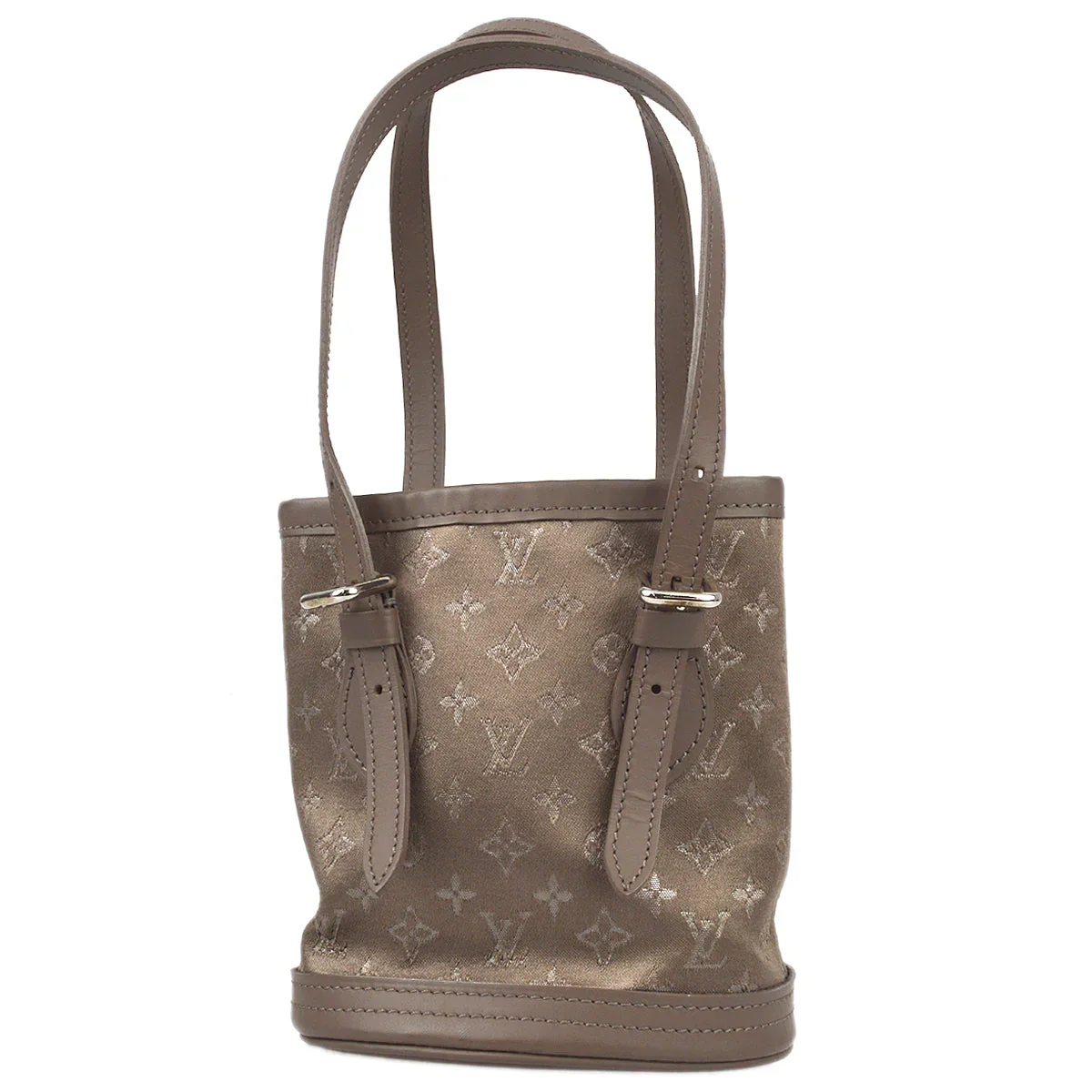 Louis Vuitton 2001 Beige Monogram Satin Little Bucket Handbag M92145 - Image 2