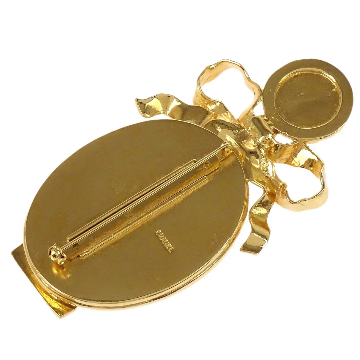 Chanel Bow Mirror Brooch Pin Gold - Image 3