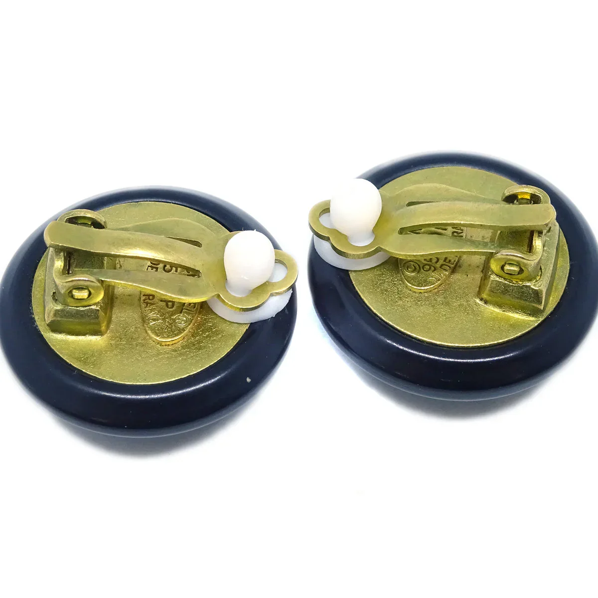 Chanel Button Earrings Clip-On Black 95P - Image 3