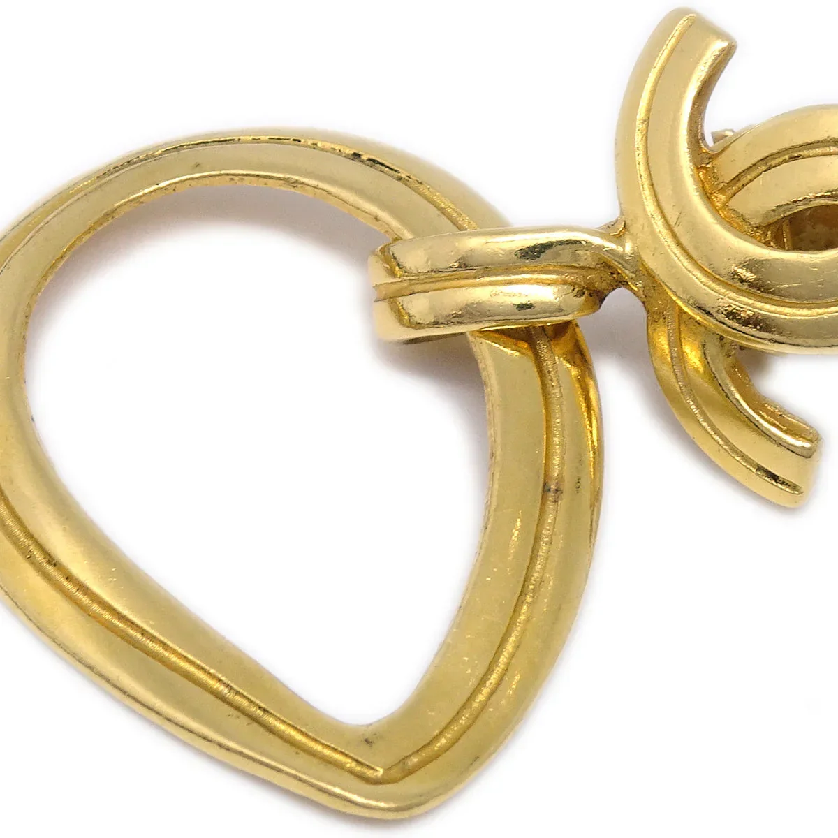 Chanel Dangle Hoop Earrings Gold Clip-On 96P - Image 2