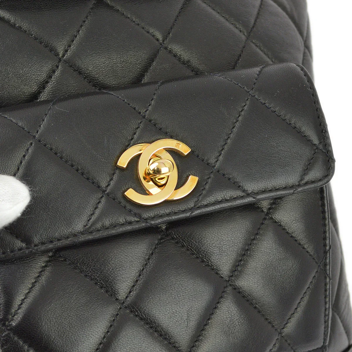 Chanel 1994-1996 Black Lambskin Large Duma Backpack - Image 5