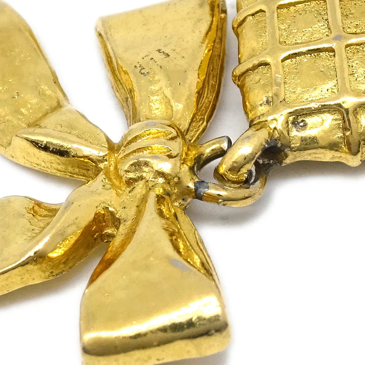 Chanel Bow Dangle Earrings Clip-On Gold - Image 2