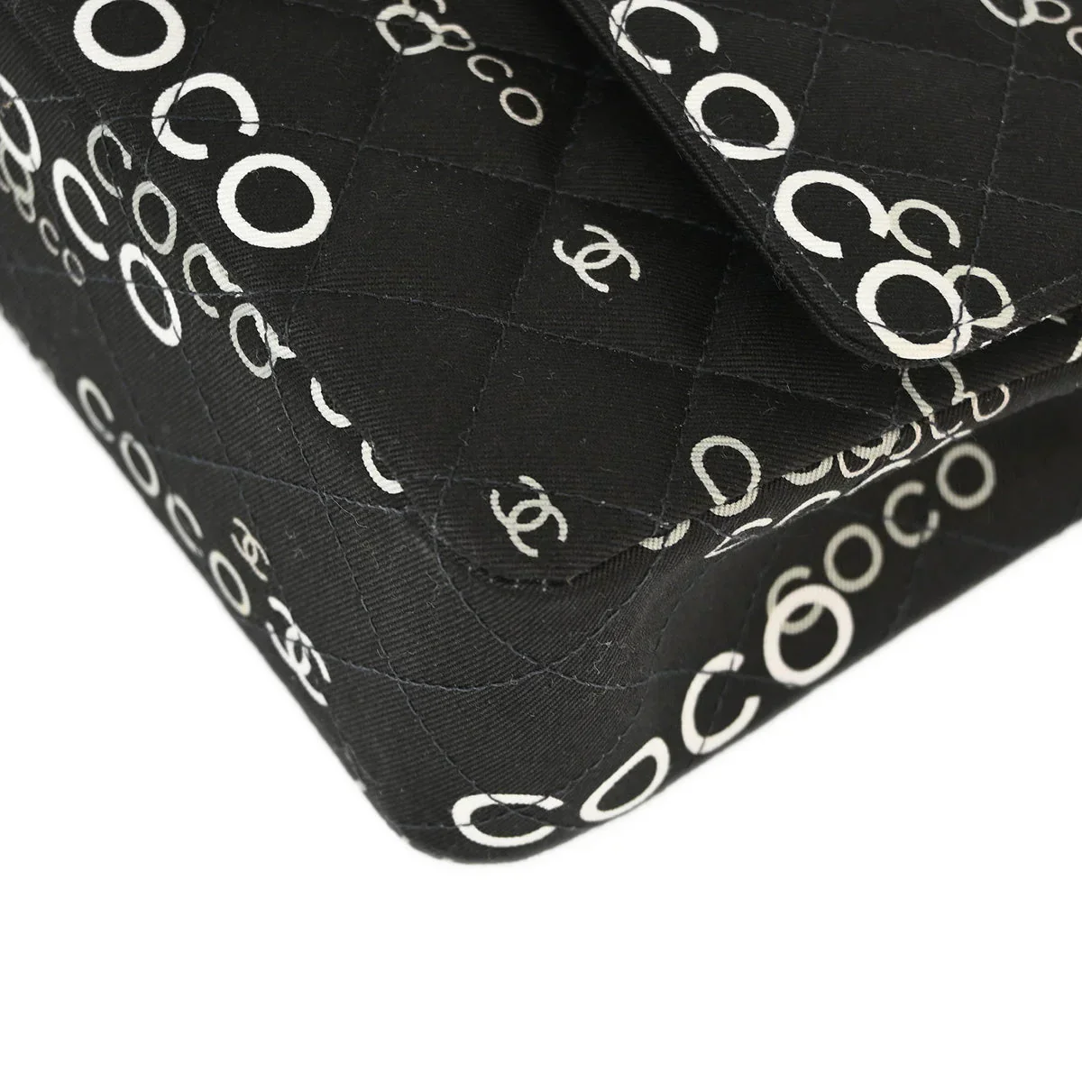 Chanel Black Canvas COCO Medium Classic Double Flap Shoulder Bag - Image 5
