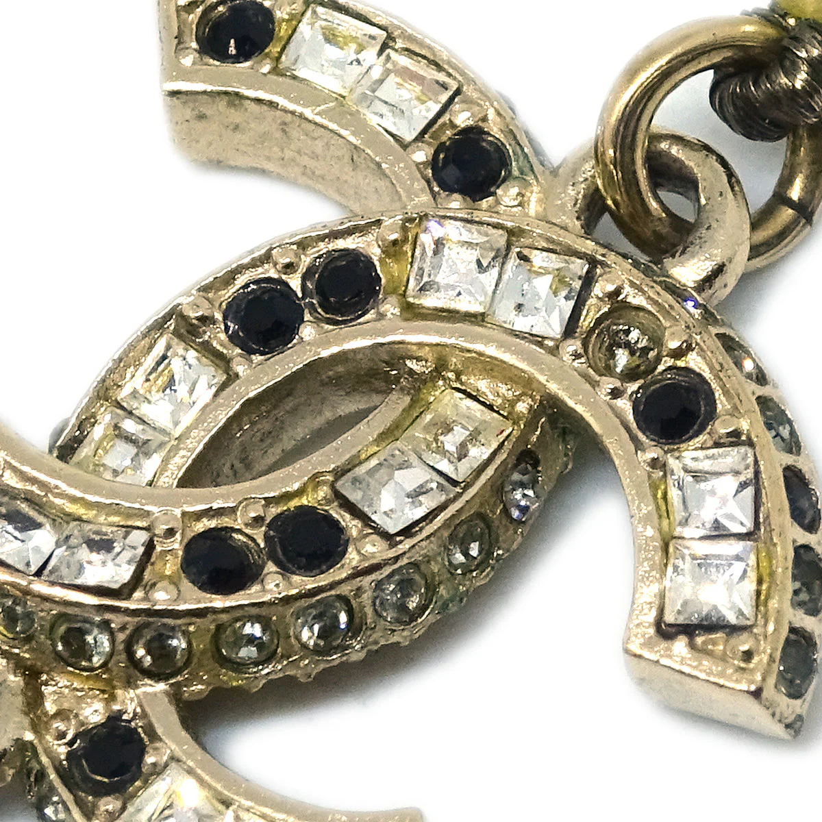 Chanel Gold Chain Artificial Pearl Rhinestone Necklace A15B - Image 5