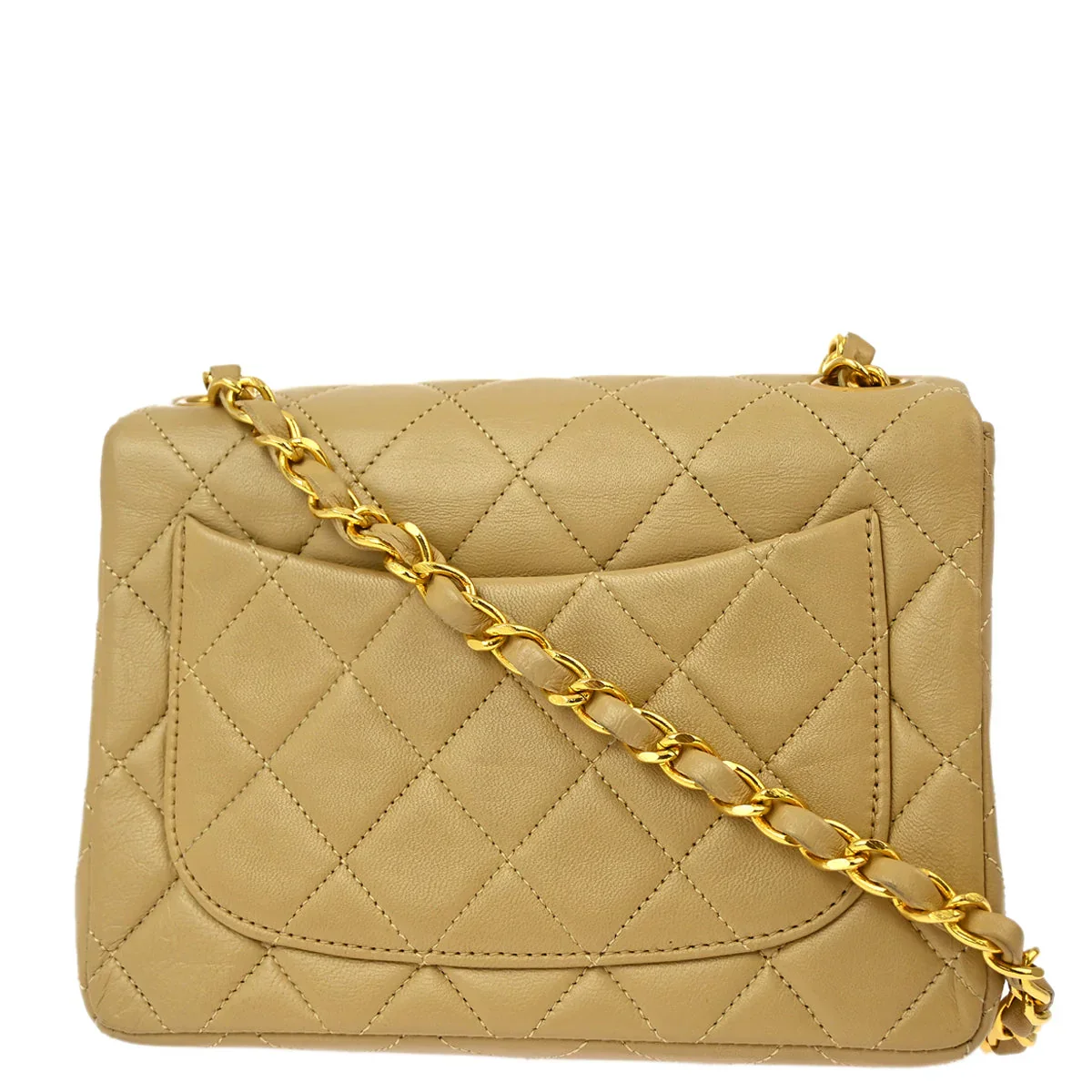 Chanel * Beige Lambskin Mini Square Flap Shoulder Bag 17 - Image 2