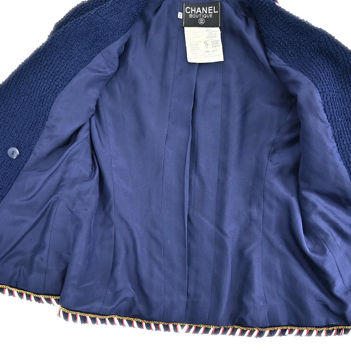Chanel 1993 Setup Suit Jacket Skirt Navy #34 - Image 8