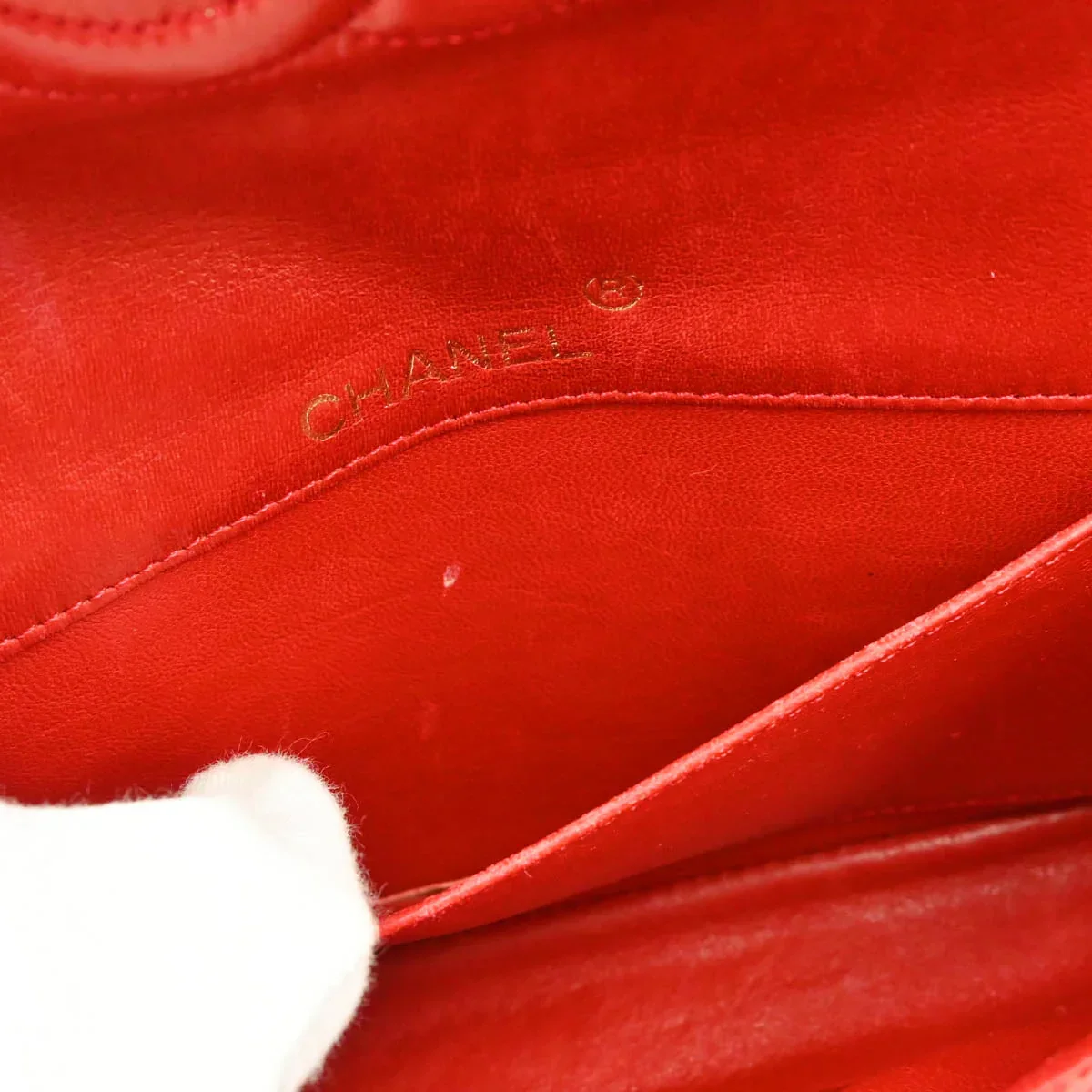 Chanel 1989-1991 Red Lizard Single Flap Shoulder Bag - Image 8