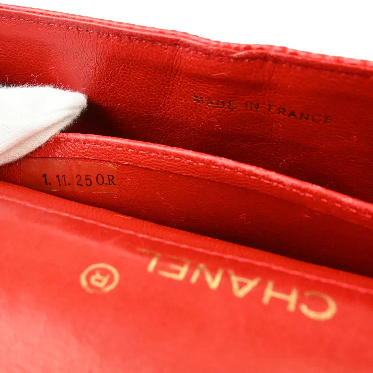 Chanel 1989-1991 Red Lizard Single Flap Shoulder Bag - Image 9