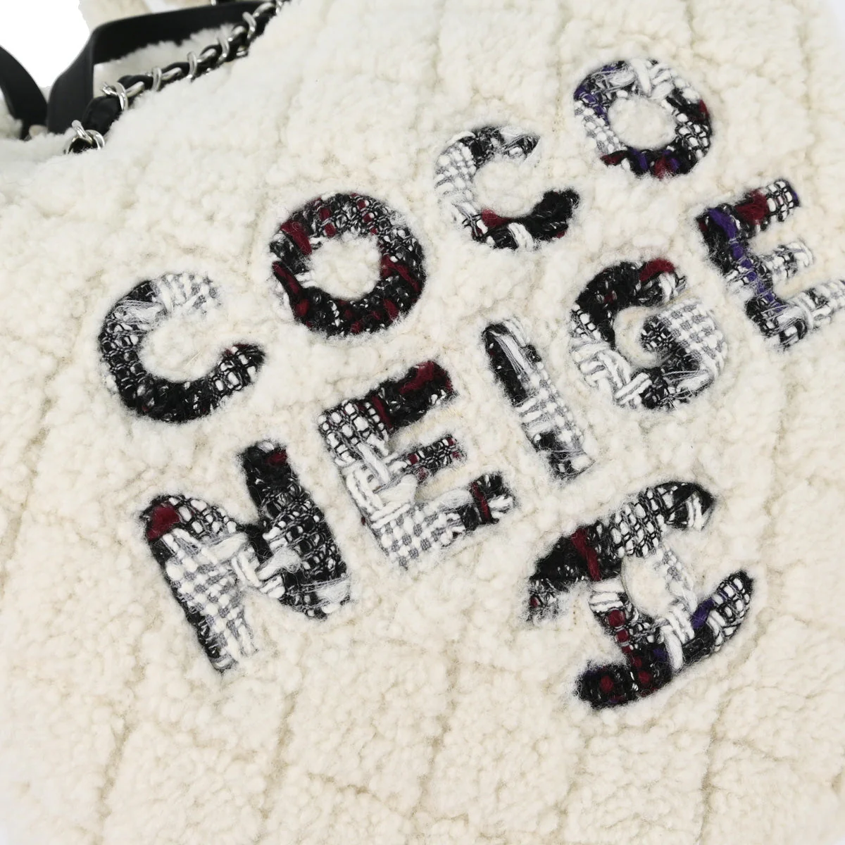Chanel 2019 White Wool Coco Neige 2way Tote Handbag - Image 4