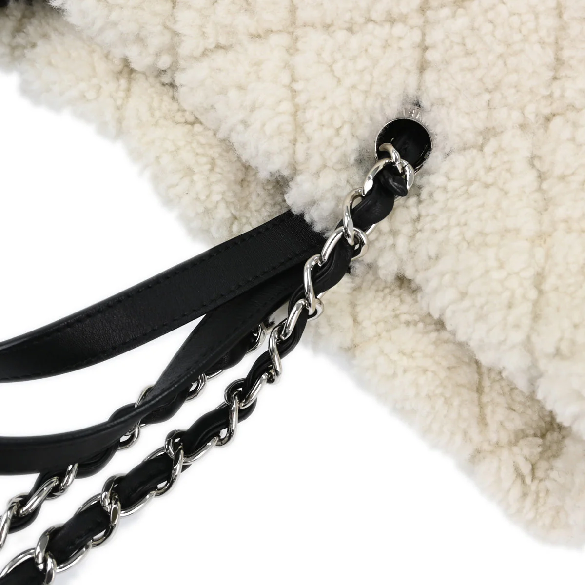 Chanel 2019 White Wool Coco Neige 2way Tote Handbag - Image 6