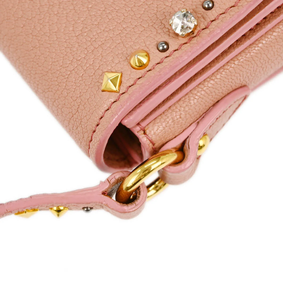 Miu Miu Pink Goatskin Studded Shoulder Bag - Image 4