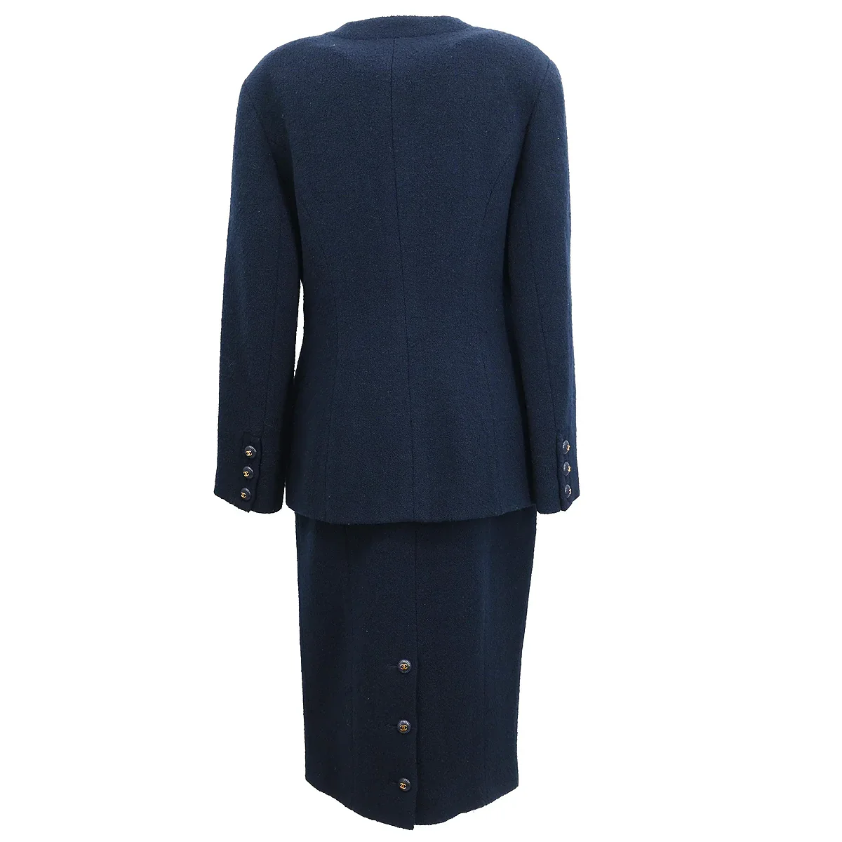 Chanel 1993 Setup Suit Jacket Skirt Navy #40 - Image 2