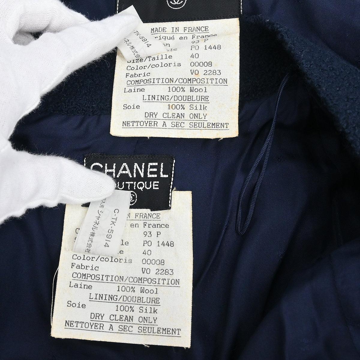 Chanel 1993 Setup Suit Jacket Skirt Navy #40 - Image 5