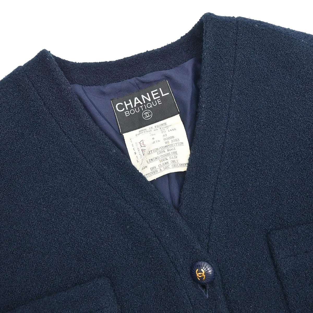 Chanel 1993 Setup Suit Jacket Skirt Navy #40 - Image 8