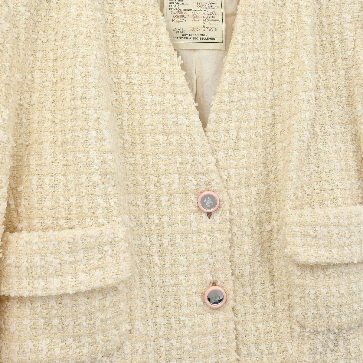 Chanel 1995 Setup Suit Jacket Skirt White #40 - Image 4