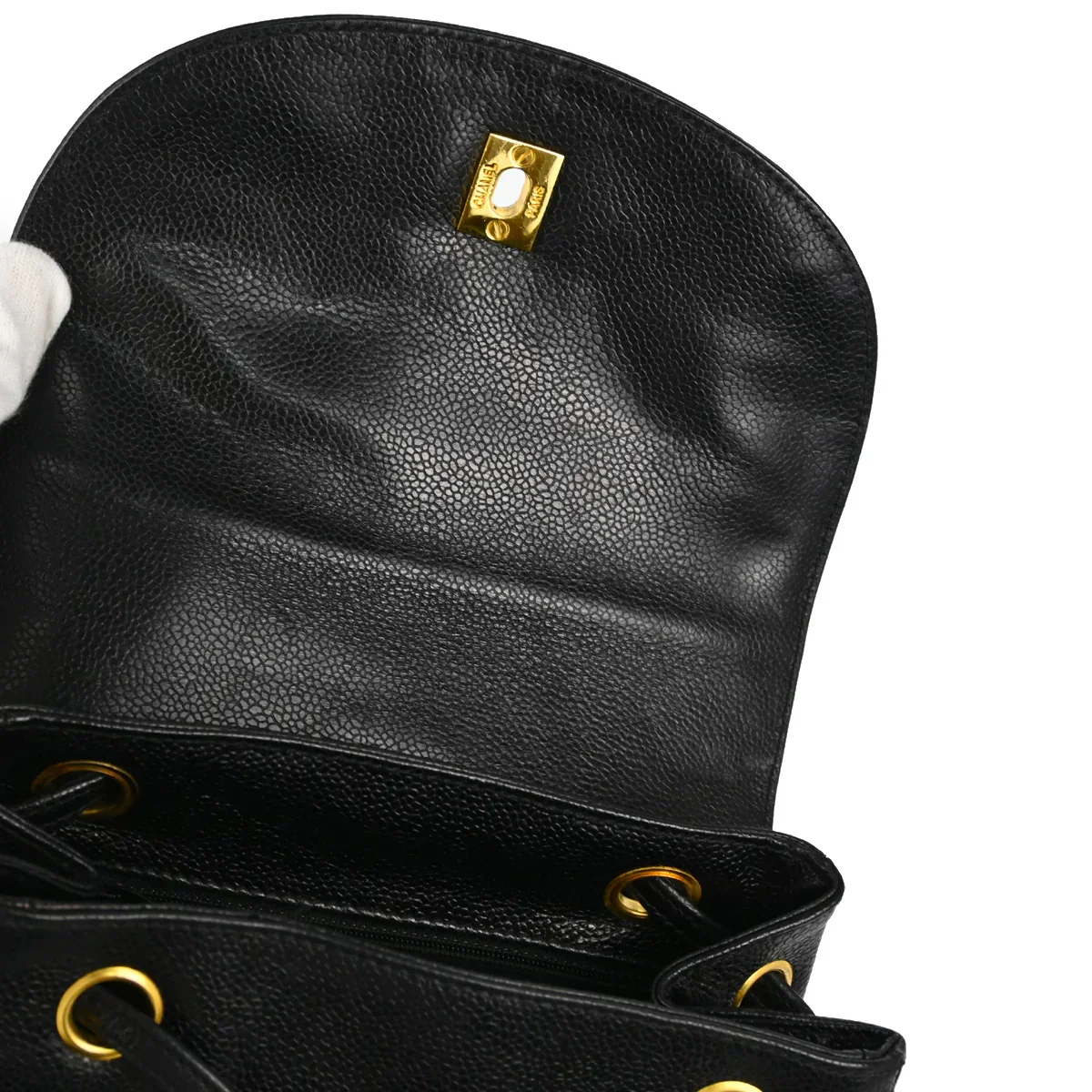 Chanel 1996-1997 Black Caviar Triple CC Backpack - Image 9
