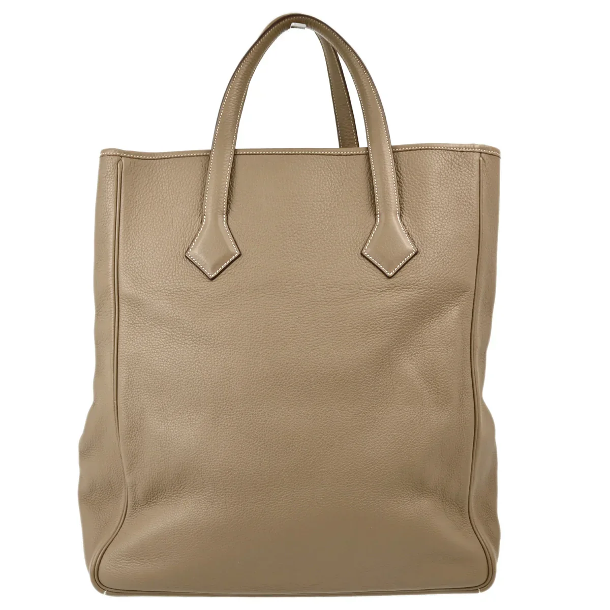 Hermes 2006 Etoupe Taurillon Clemence Victoria Cabas Tote Handbag