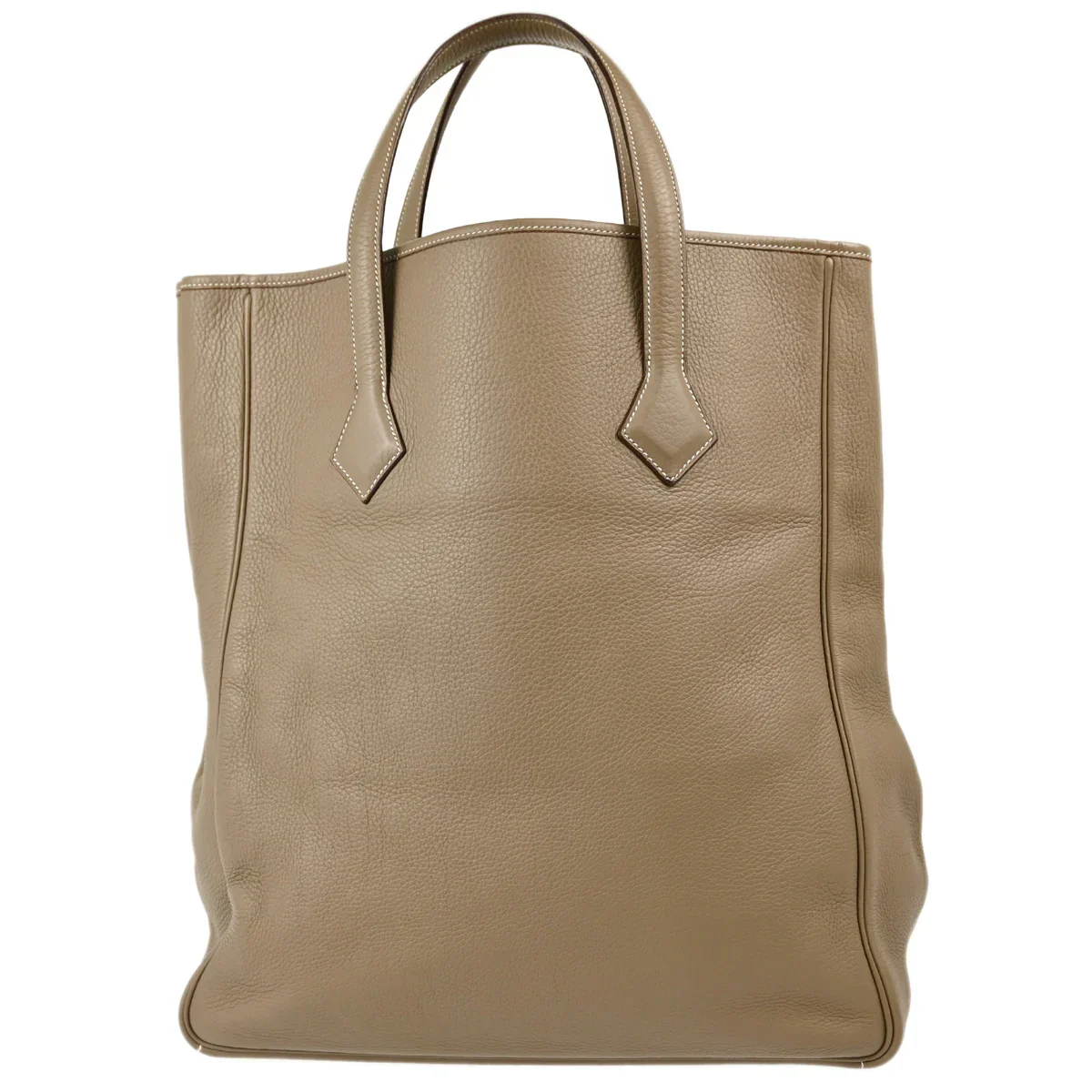 Hermes 2006 Etoupe Taurillon Clemence Victoria Cabas Tote Handbag - Image 2
