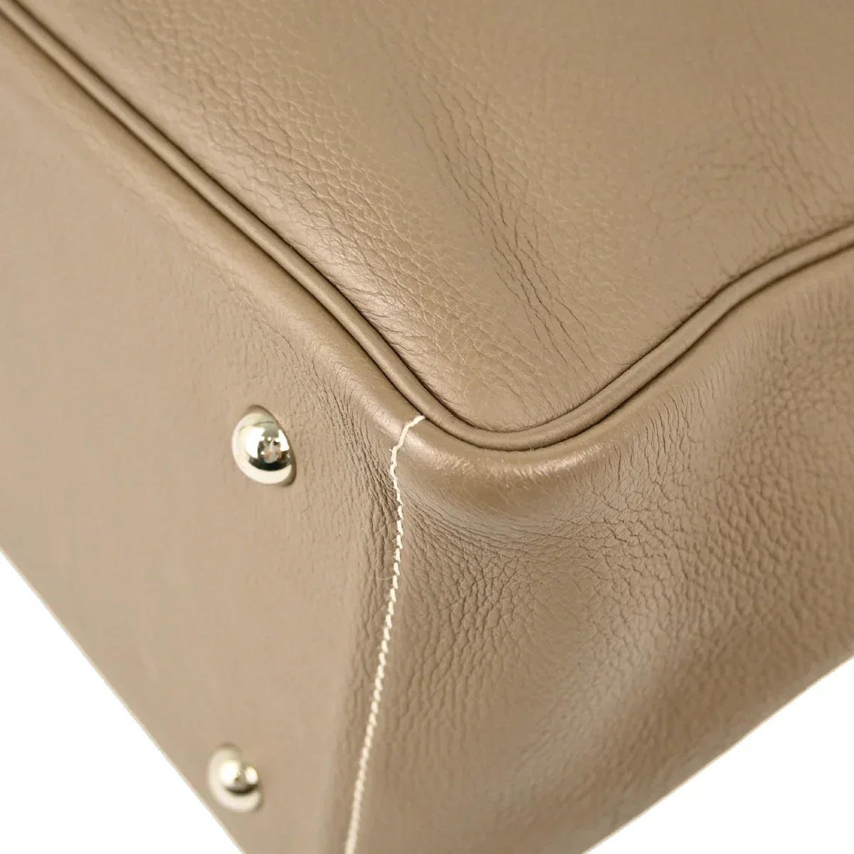 Hermes 2006 Etoupe Taurillon Clemence Victoria Cabas Tote Handbag - Image 8