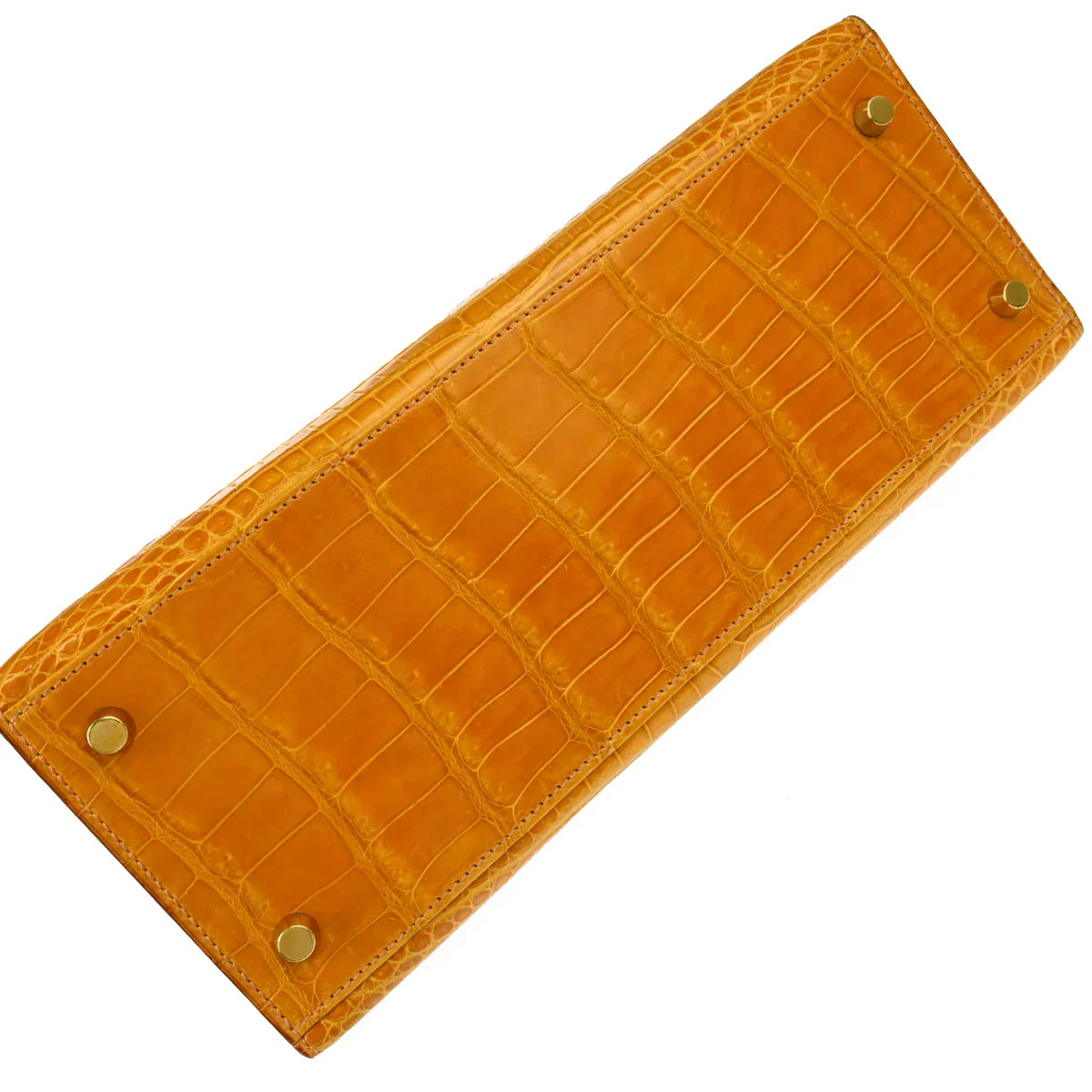 Hermes *1997 Saffron Crocodile Porosus Kelly 28 Sellier 2way Shoulder Handbag - Image 5
