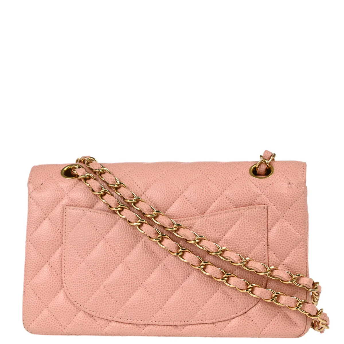 Chanel 2003-2004 Pink Caviar Small Classic Double Flap Shoulder Bag - Image 2
