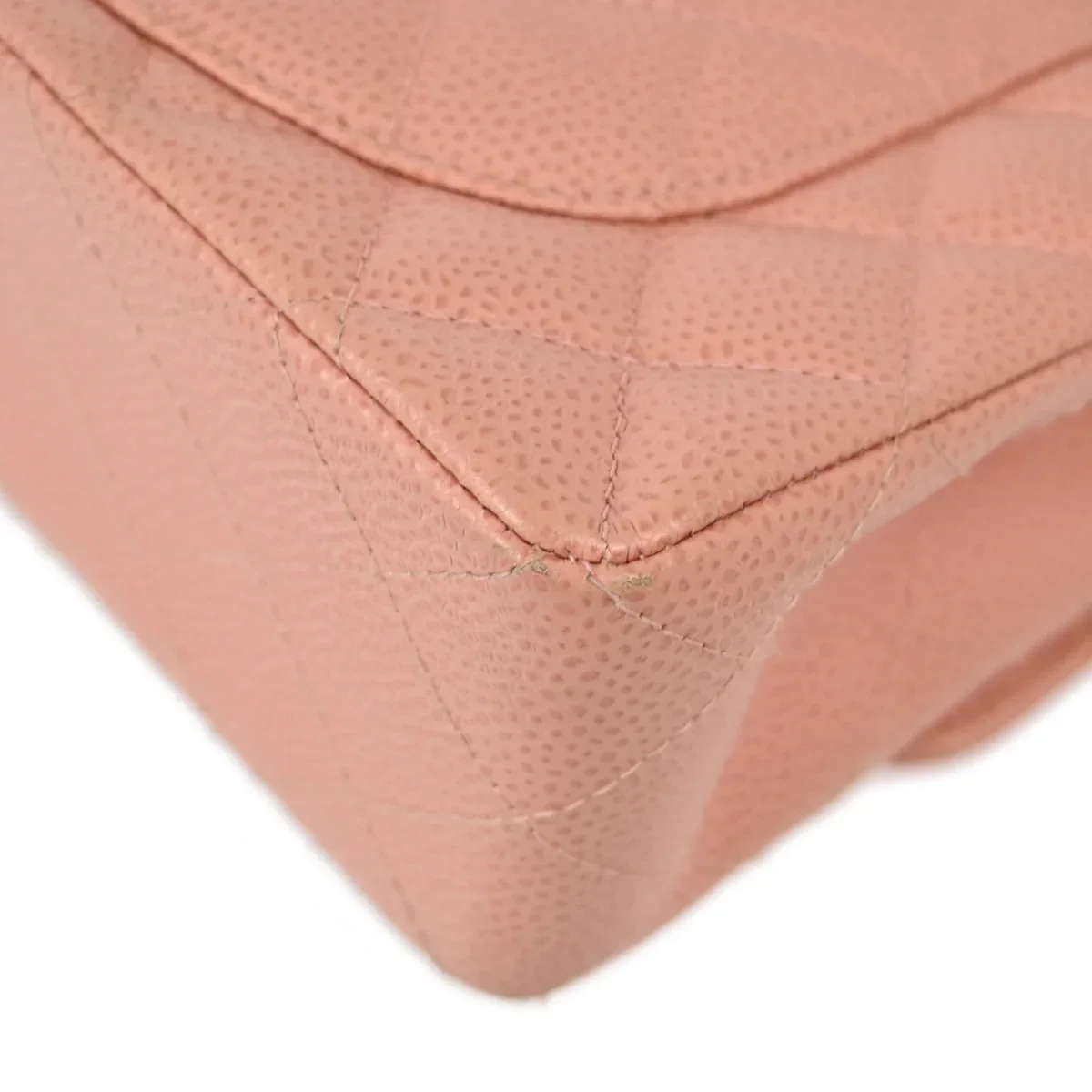 Chanel 2003-2004 Pink Caviar Small Classic Double Flap Shoulder Bag - Image 4