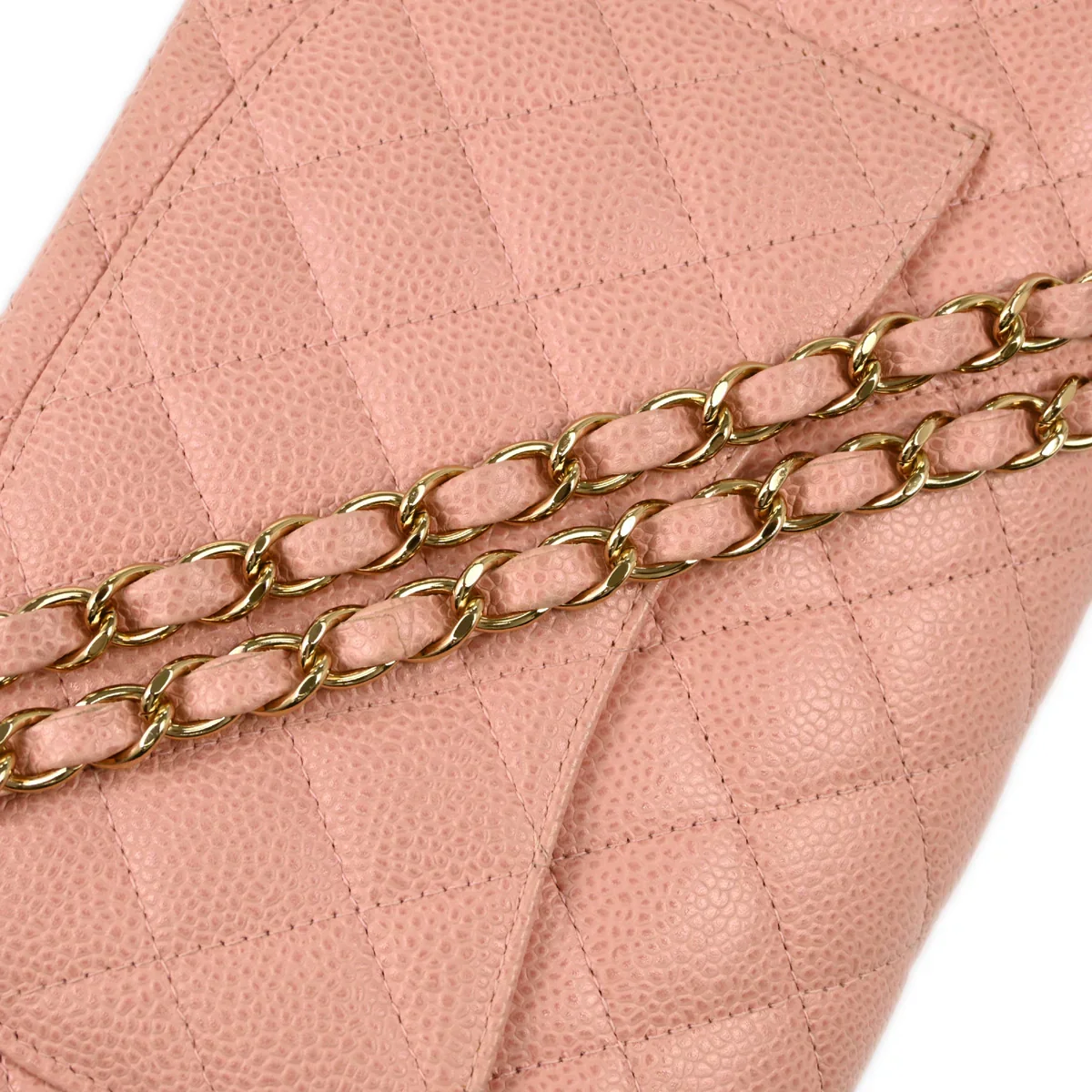 Chanel 2003-2004 Pink Caviar Small Classic Double Flap Shoulder Bag - Image 6