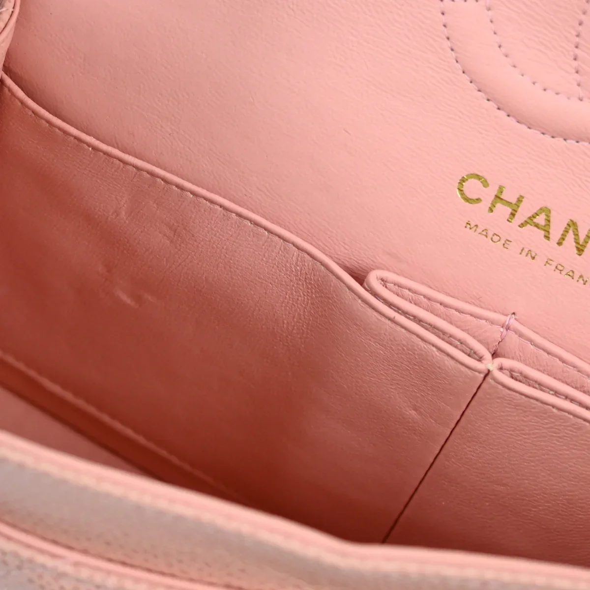 Chanel 2003-2004 Pink Caviar Small Classic Double Flap Shoulder Bag - Image 9