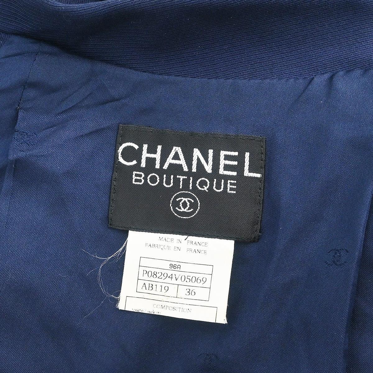 Chanel 1996 Double Breasted Jacket Navy #36 - Image 9