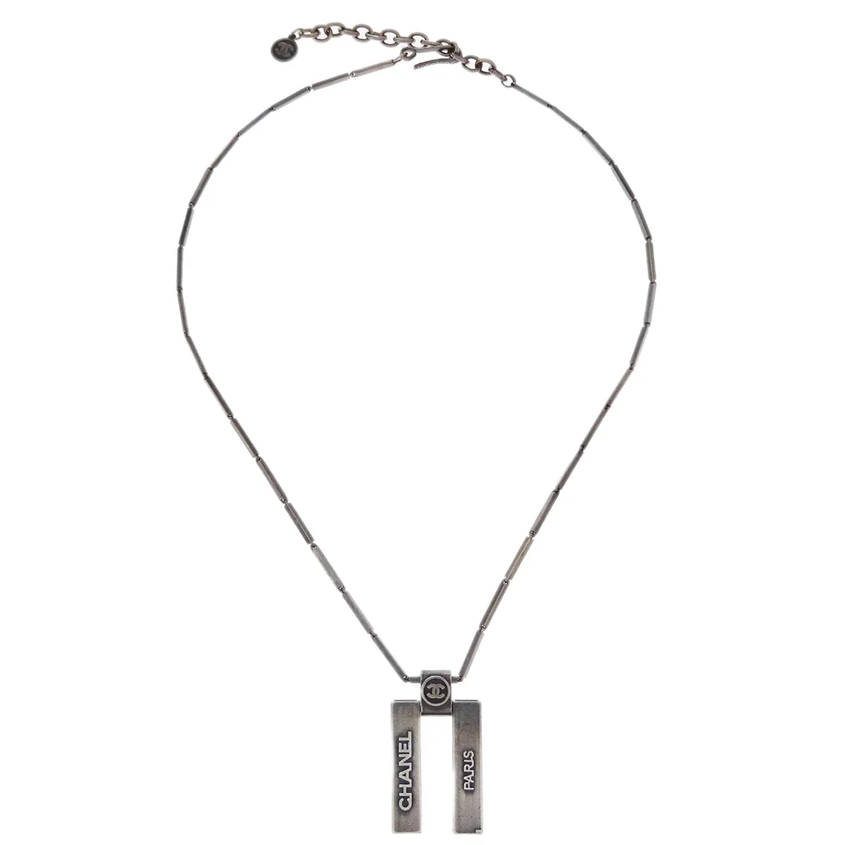Chanel Plate Silver Chain Necklace 99A - Image 2