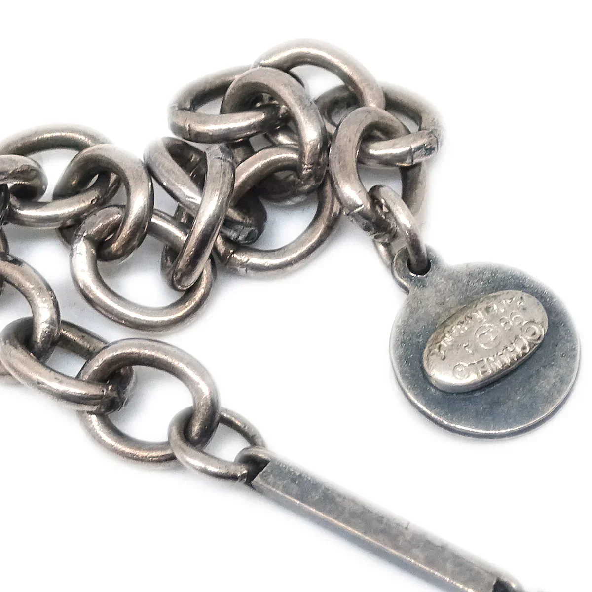 Chanel Plate Silver Chain Necklace 99A - Image 3