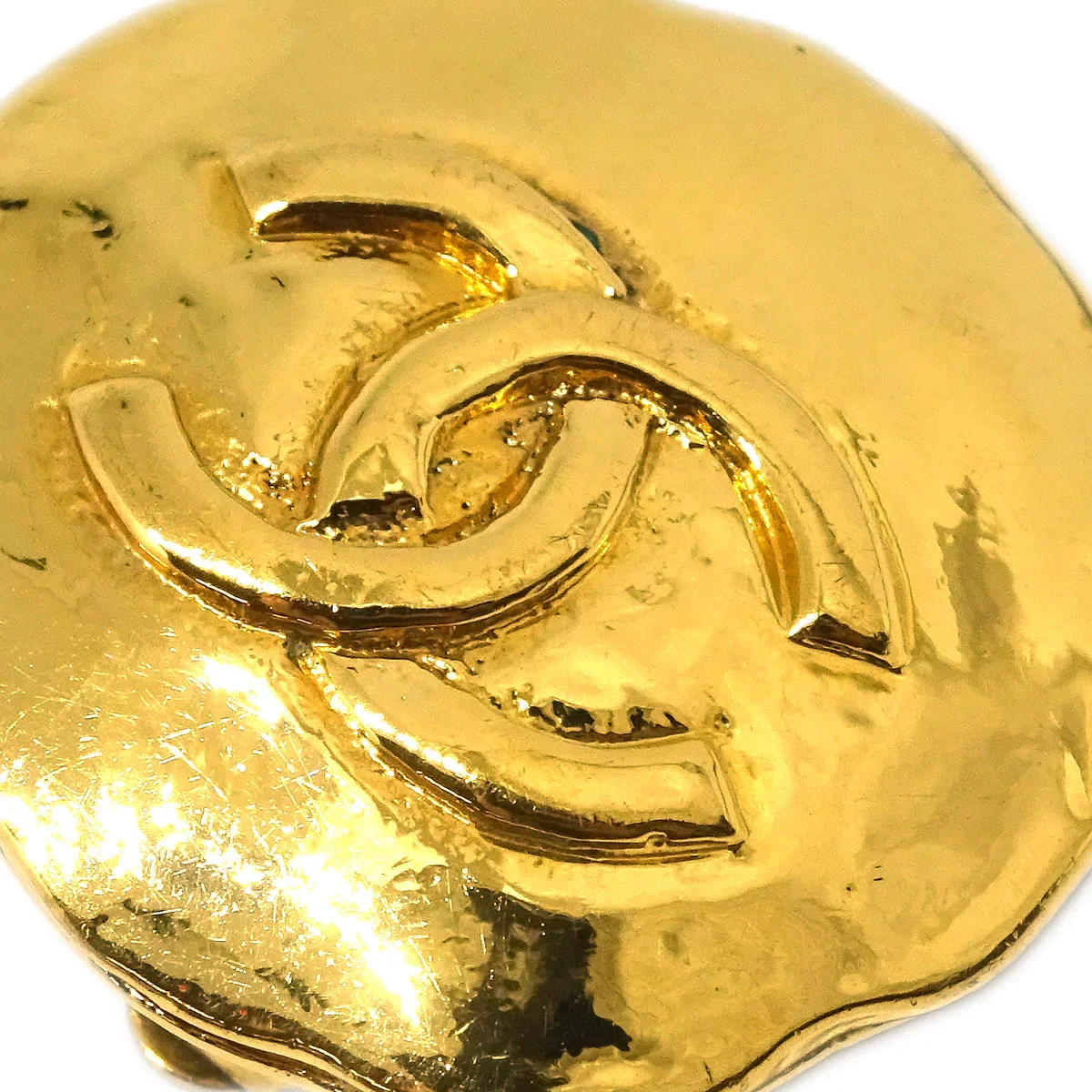 Chanel Gold Button Earrings Clip-On 93P - Image 2